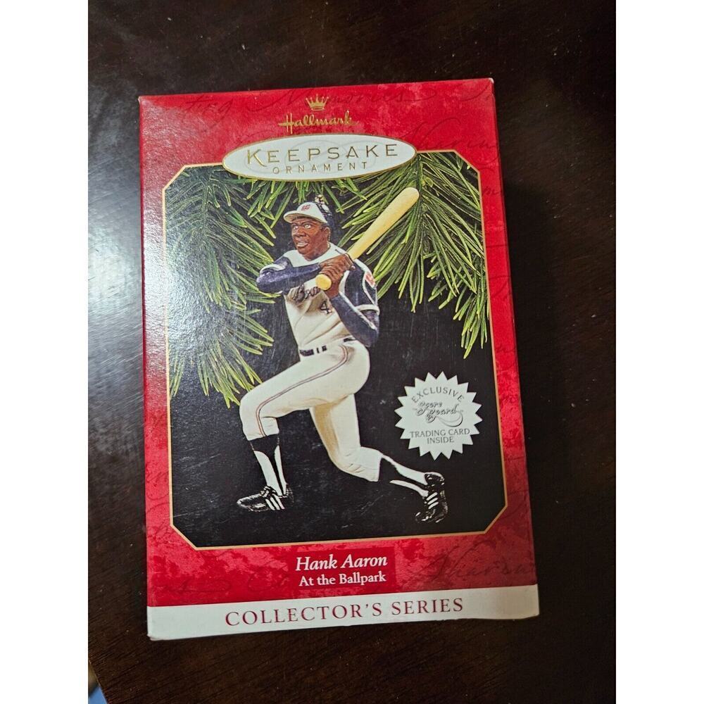 Vintage Hallmark Keepsake Christmas Ornament Hank Aaron At The Ballpark 1997